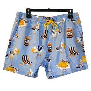 Skwosh Beer Cans Swim Trunks Men's Size M NEW Shorts Inner Mesh Liner Vacation